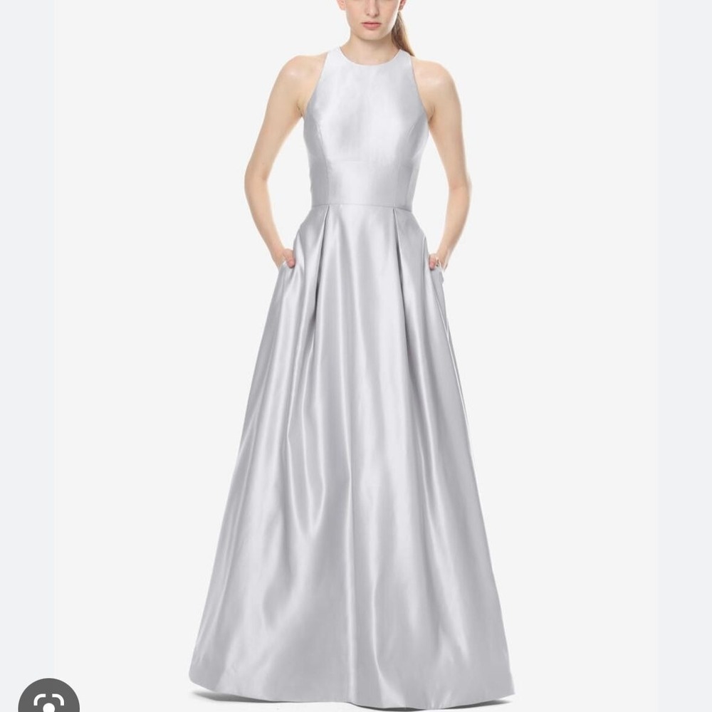 David Tutera Gather & Gown Brooke Silver Metallic Satin Gown Size 12